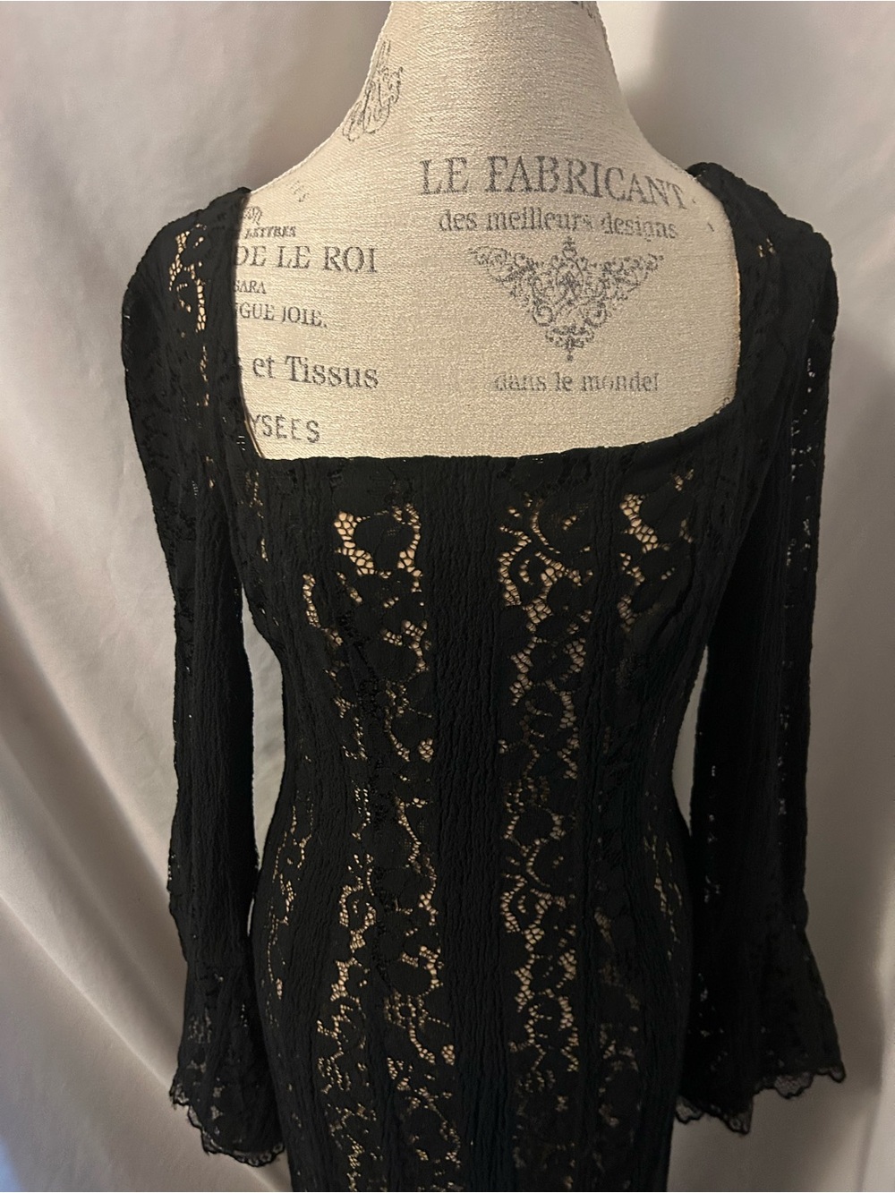 Cider Black Lace Square-Neck Women's Maxi Dress